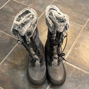 Kids' Gray Fur-Lined Winter Boots